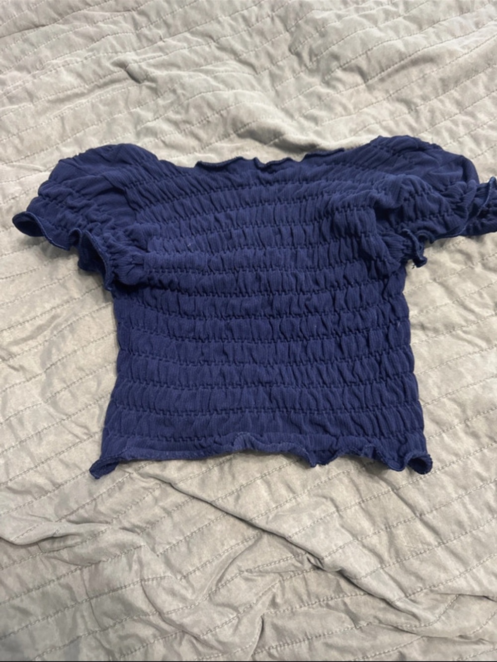 Anthropologie navy ruched crinkly top xs/xxs